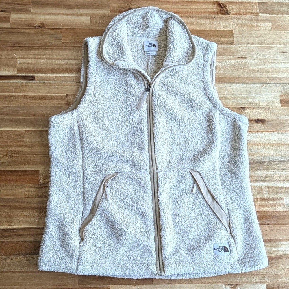 The North Face Womens Sherpa Fleece Vest Cream Full Zip Large